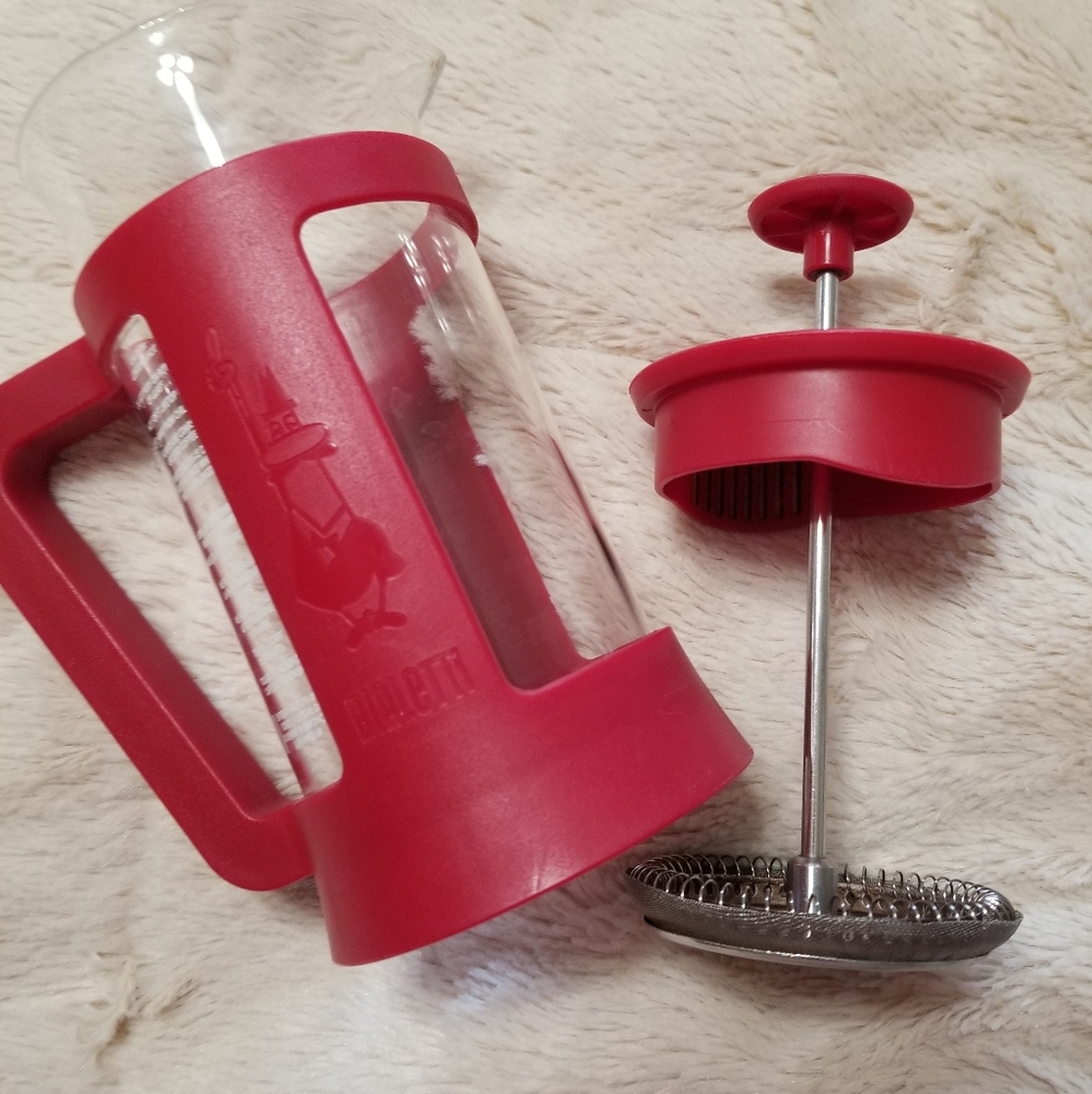 Bialetti French Press Coffee Maker, red, 3 cup or 24oz